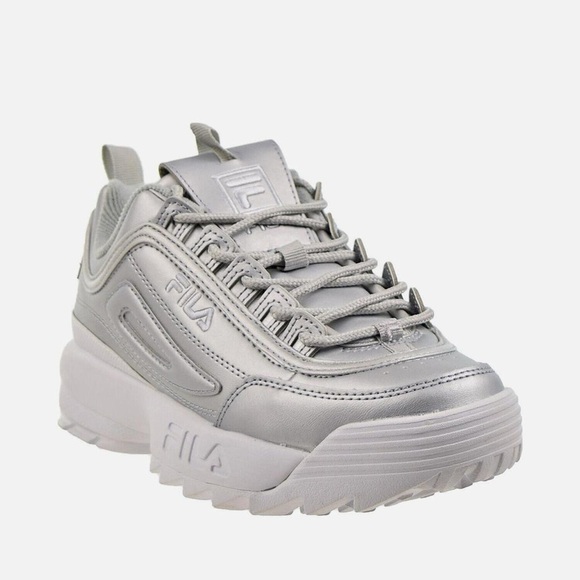 Fila Shoes - FILA Womens Disruptor II Premium Metallic Silver SNEAKERS 9.5